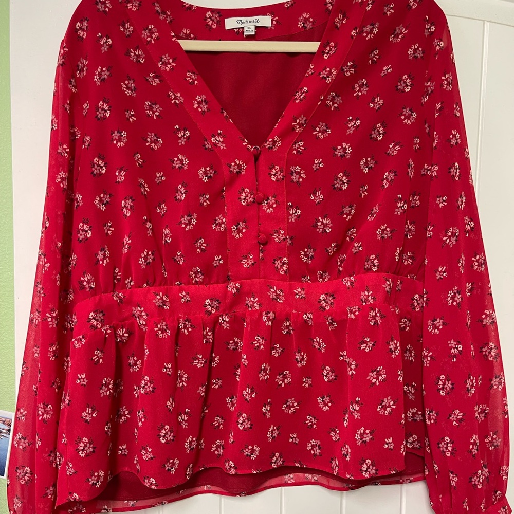 Red Floral Blouse